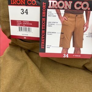 Men's iron co  size 34 Heather descaml tan  Tech Shorts new